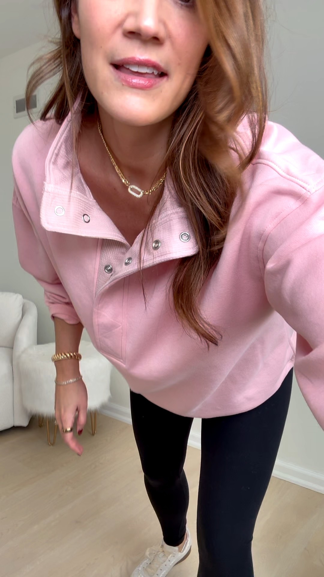 I absolutely love this pullover! The color is so pretty and it’s so cozy. I would definitely size up in it though! 

Pink button up, Quarter zip, Winter finds, Winter fashion, Sweatshirt, Tall girl approved, Stang and co

#LTKootd #LTKSeasonal #LTKTall