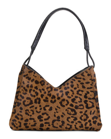 Made In Italy Leather Double Gusset Shoulder Bag With Wrapped Handle | TJ Maxx
