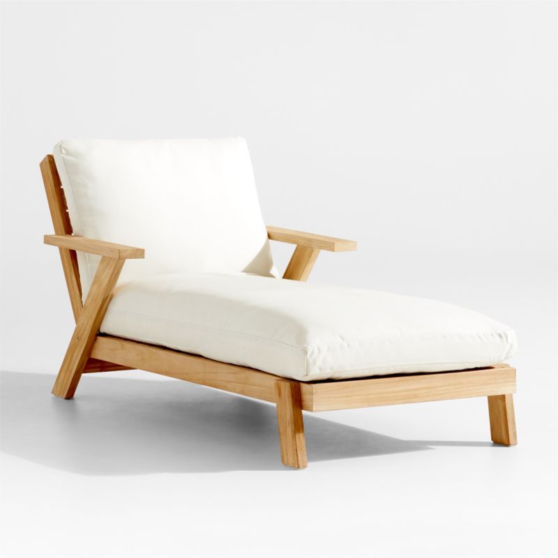 Jeannie Teak Outdoor Chaise Lounge by Leanne Ford | Crate & Barrel | Crate & Barrel