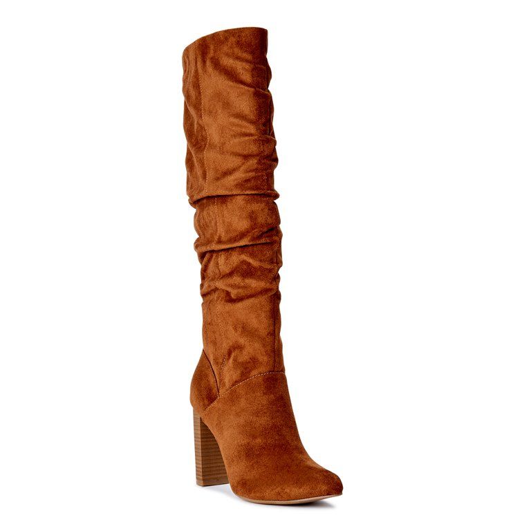 Scoop Women's Faux Suede Knee High Scrunch Boots - Walmart.com | Walmart (US)