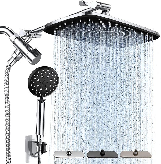 Veken High Pressure Rain Shower Head Combo with Extension Arm- Wide Showerhead with Handheld Wate... | Amazon (US)