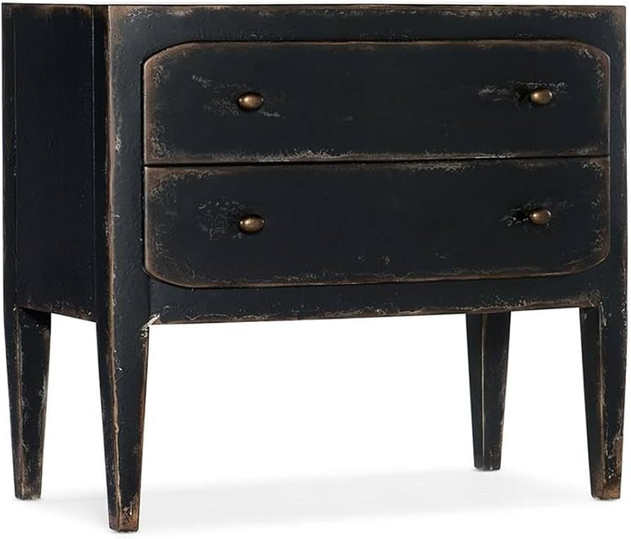 Hooker Furniture Ciao Bella Two-Drawer Wood Nightstand in Distressed Black | Amazon (US)