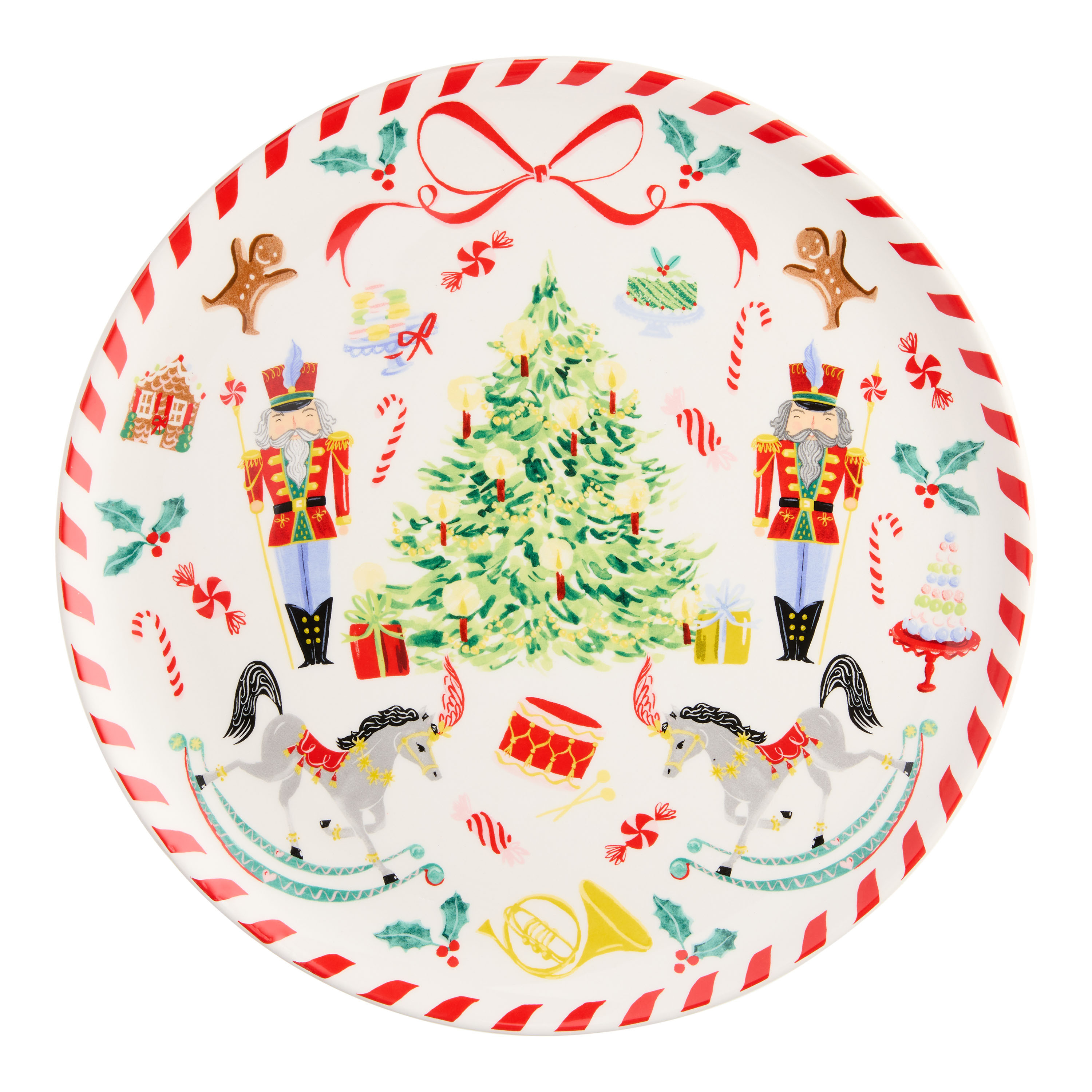 Round Cream All the Trimmings Nutcracker Serving Platter | World Market