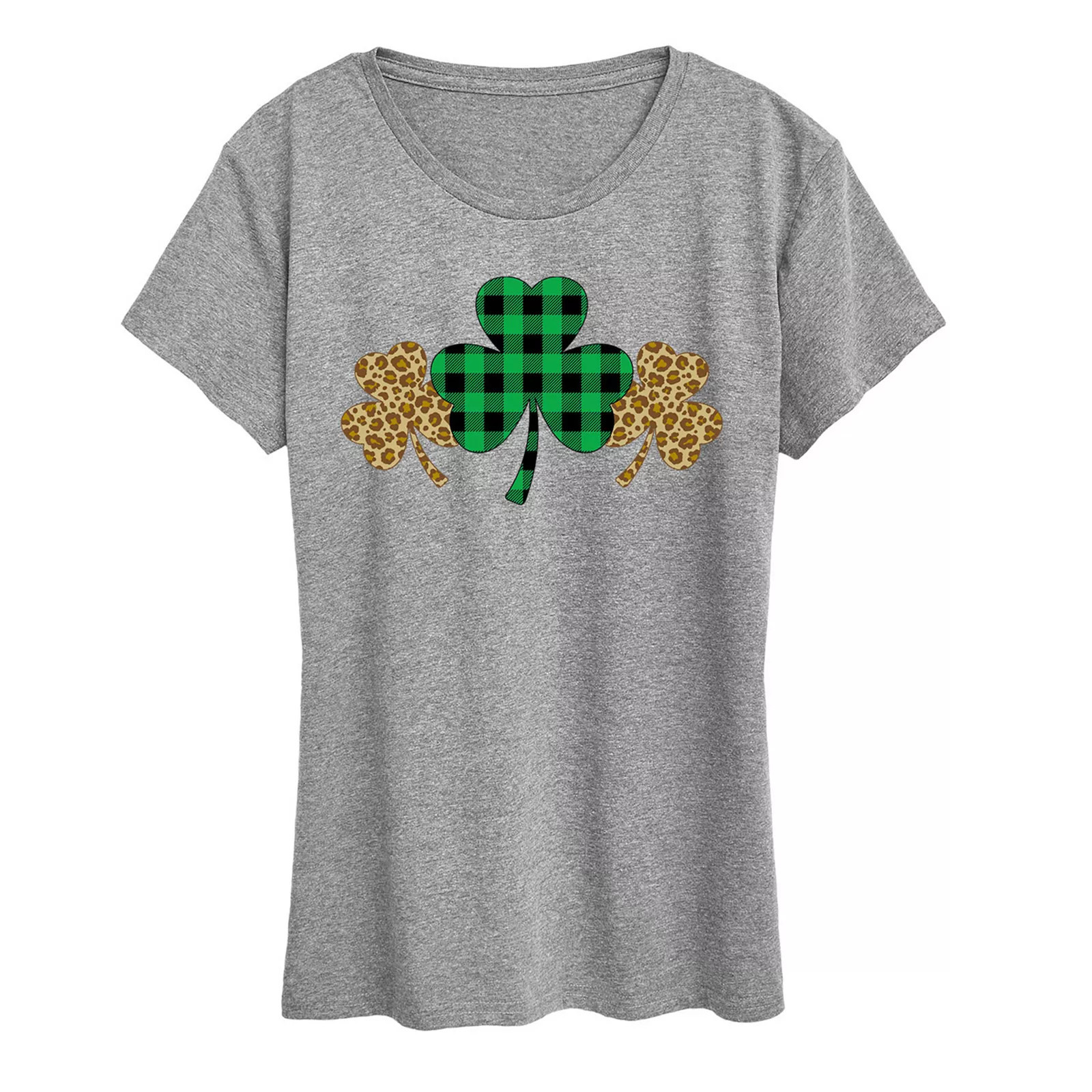 Women's Patterned Shamrocks Graphic Tee, Size: XXL, Grey Gray | Kohl's