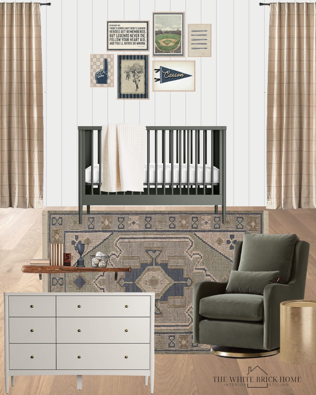 I love this rug for a boys nursery! It looks great with olive green furniture, with accents of oatmeal and light gray.

Nursery, nursery decor, nursery ideas, nursery rug, rug, nursery furniture, crib, nursery glider, nursery curtains, nursery accent table, nursery bedding, nursery curtains, baseball nursery, baseball boys room, boys room, nursery ideas, nursery layout, nursery design, boys nursery design, nursery shelf, nursery ideas, boys nursery ideas, crate and barrel, Wayfair, Etsy 

#LTKBaby #LTKHome #LTKBump