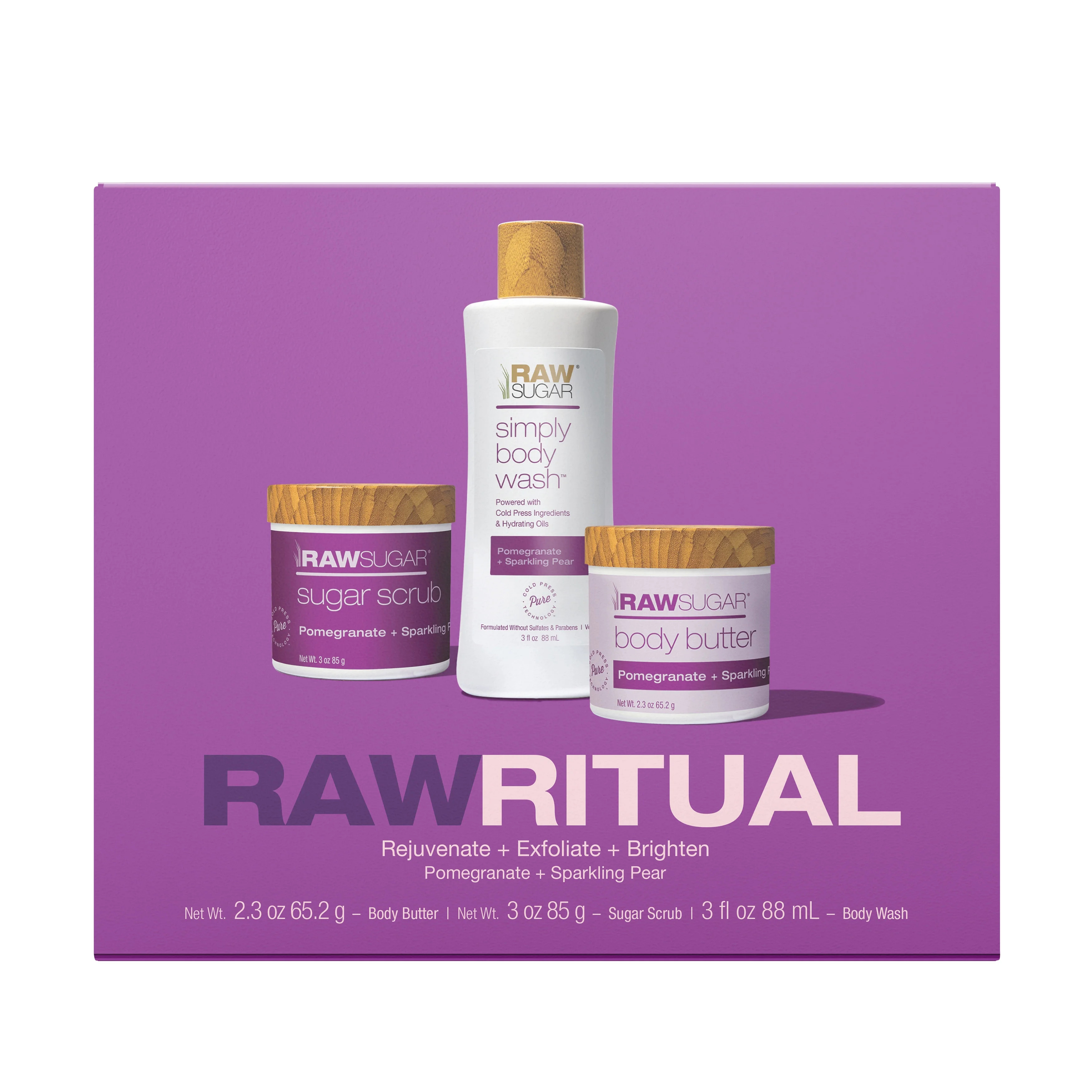 Raw Sugar Raw Ritual Holiday Gift Set, Includes Sugar Scrub, Body Wash, & Body Butter in Sparklin... | Walmart (US)