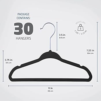 ZOBER Premium Kids Velvet Hangers (11” Inch - 30 Pack) Non Slip Baby Hangers, Ultra Slim Space ... | Amazon (CA)