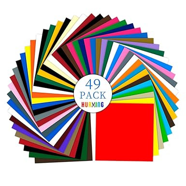 Huaxing Permanent Self Adhesive Vinyl Sheets (Pack of 49, 12” X 12”) - 38 Assorted Colors Pre... | Amazon (US)