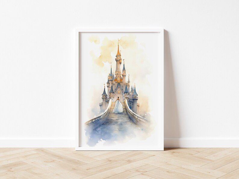 Cinderella Walking up Fairytale Castle Steps Fairytale Princess Vintage Digital Print Printable W... | Etsy (US)