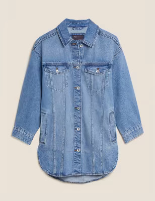 M&S Collection  Pure Cotton Denim Longline Jacket  Product code: T494509 | Marks & Spencer (UK)