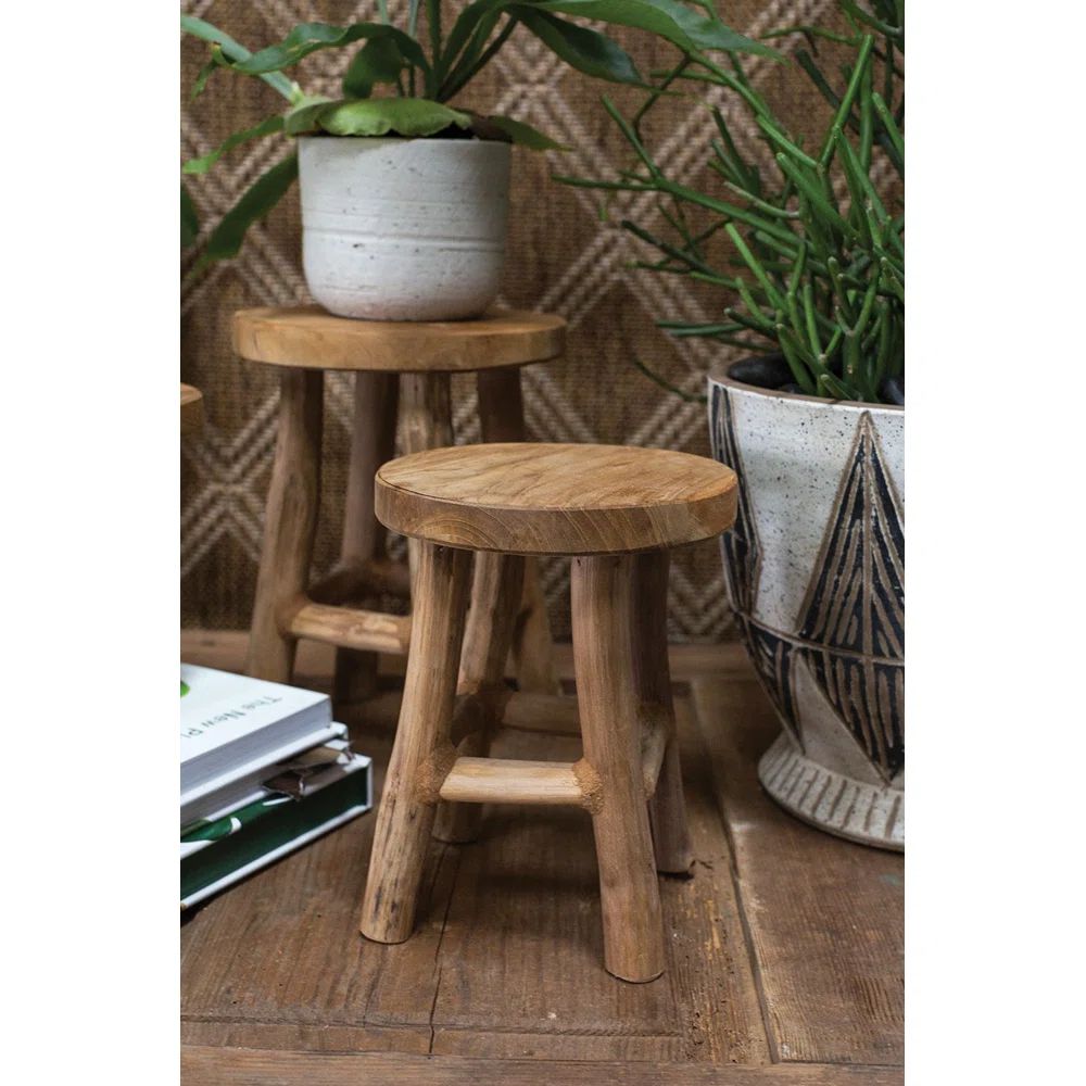 Accent Decor Round Pedestal Teak Solid Wood Plant Stand | Wayfair | Wayfair North America