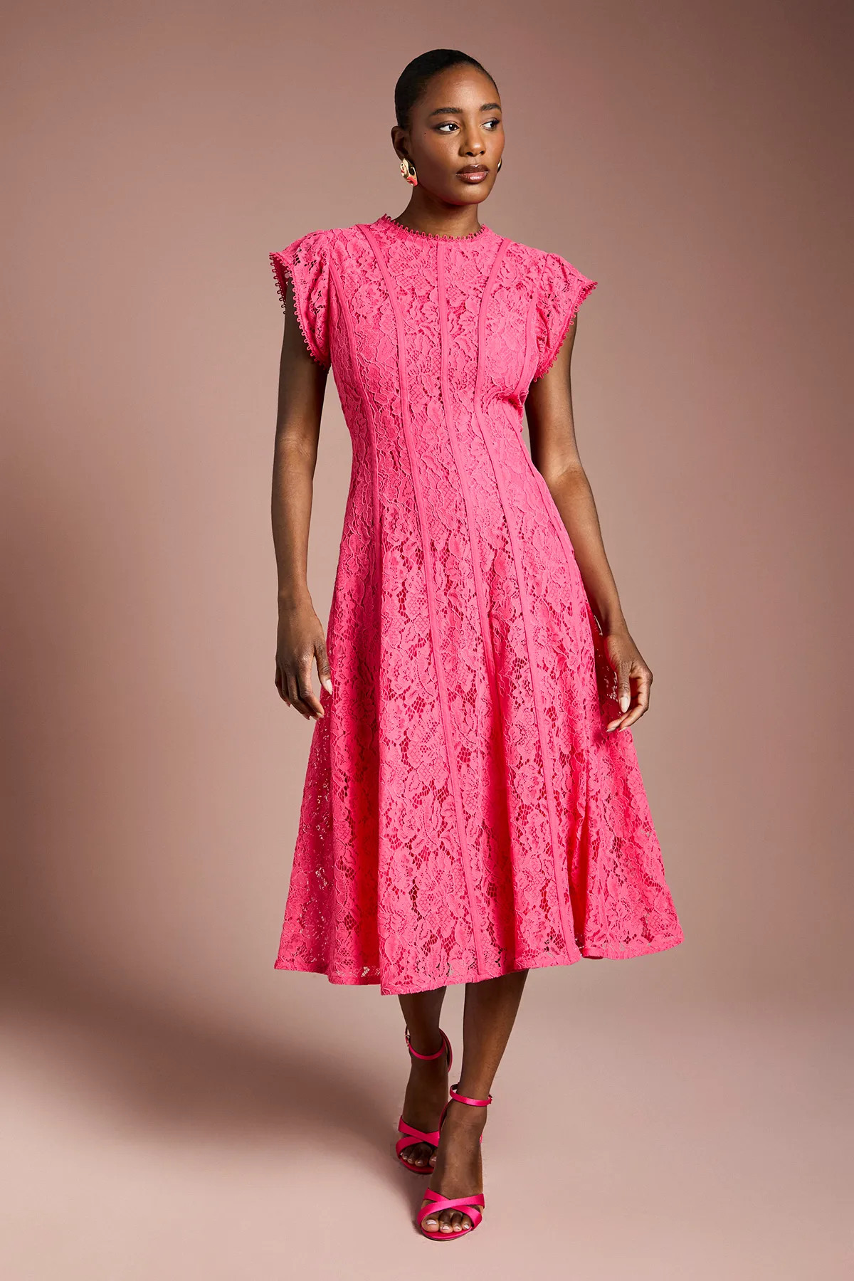 Red Coast Lace Panelled Midi Dress | Coast | Coast UK & IE