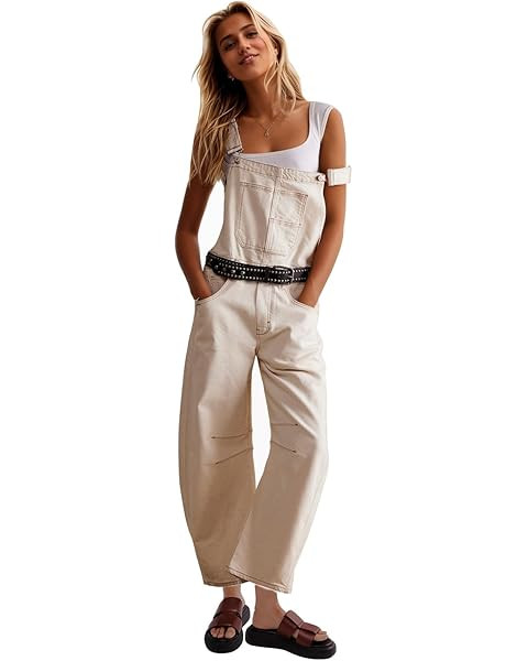 Ladyful Women's Denim Overall Casual Straight Wide Leg Bib Jeans Overall Adjustable Straps Denim ... | Amazon (US)