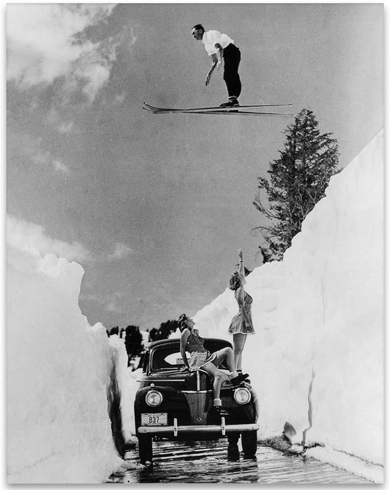 Ski Jump - 11x14 Unframed Art Ski Poster Art Print - Great Vintage Black and White ski decor Phot... | Amazon (US)