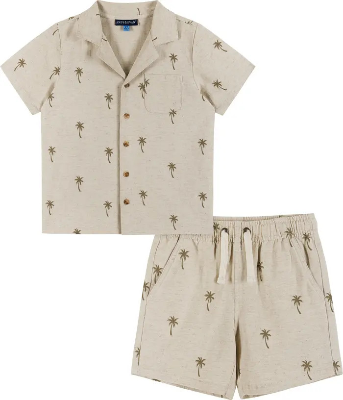 Andy & Evan Kids' Palm Camp Shirt & Shorts Set | Nordstrom | Nordstrom