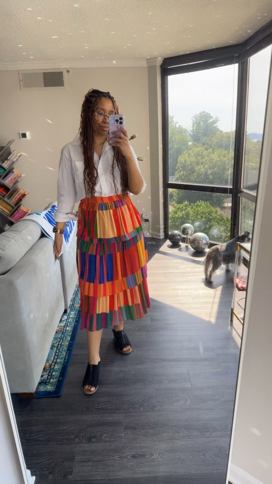 What I wore to work from home. Had a couple internal calls so went with a white button up shirt (I’ve linked a lightweight, summer version of this button down) and a colorful Farm Rio skirt. Linked a few secondhand options of this colorful midi skirt. // summer work wear, farm Rio outfit, work from home outfit ideas

#LTKootd #LTKWorkwear