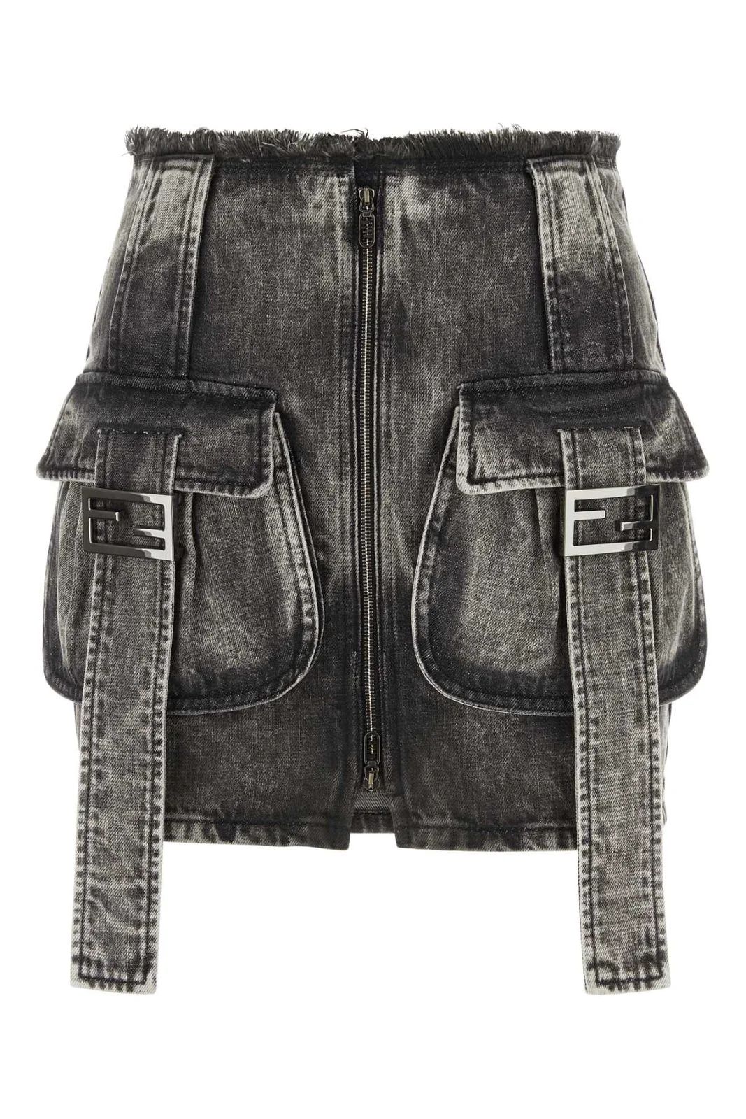 Fendi FF Baguette Buckle Low Waist Mini Skirt | Cettire Global
