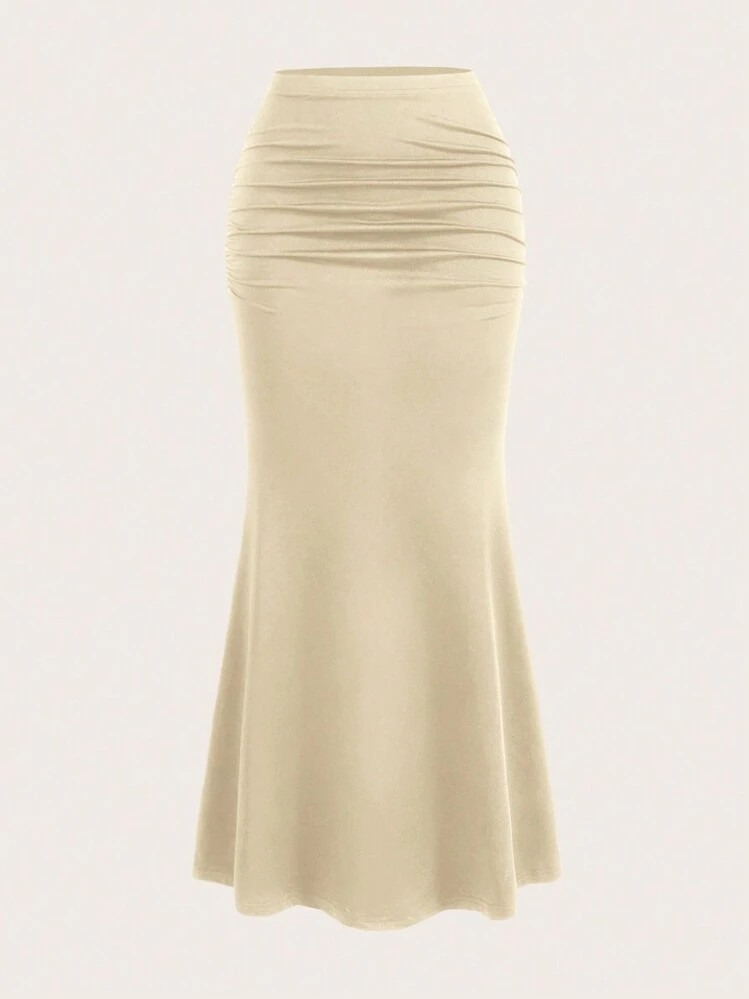 Sweetra Women's Solid Color Pleated Summer Elegant Skirt Maxi Women Outfit | SHEIN