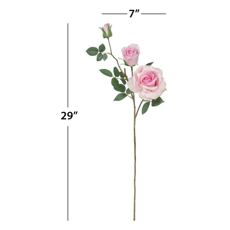 29.5-inch Artificial Silk Pink Rose 3 Heads Long Spray, for Indoor Use, by Mainstays - Walmart.co... | Walmart (US)