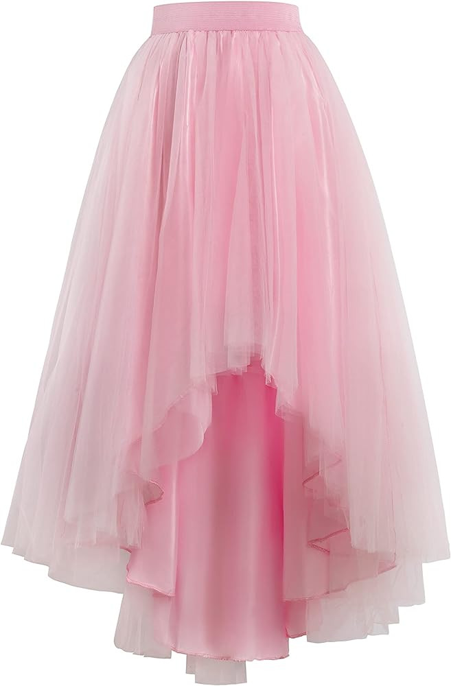 High Low Tulle Skirt for Women Lace up Wedding Party Prom Cocktail Mesh Long Tulle Skirt | Amazon (US)
