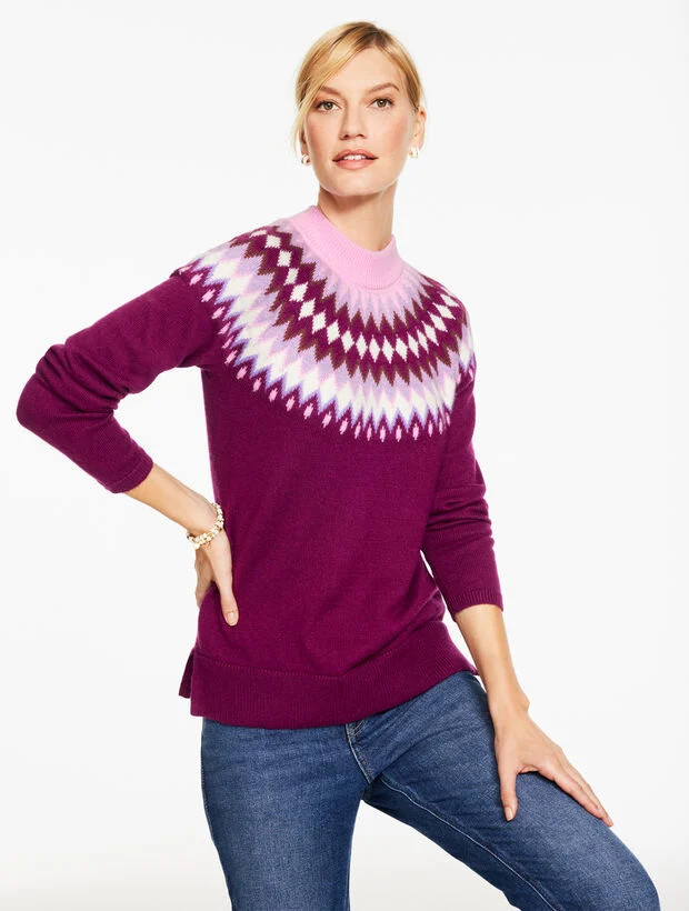 Mockneck Pullover - Chevron Fair Isle | Talbots