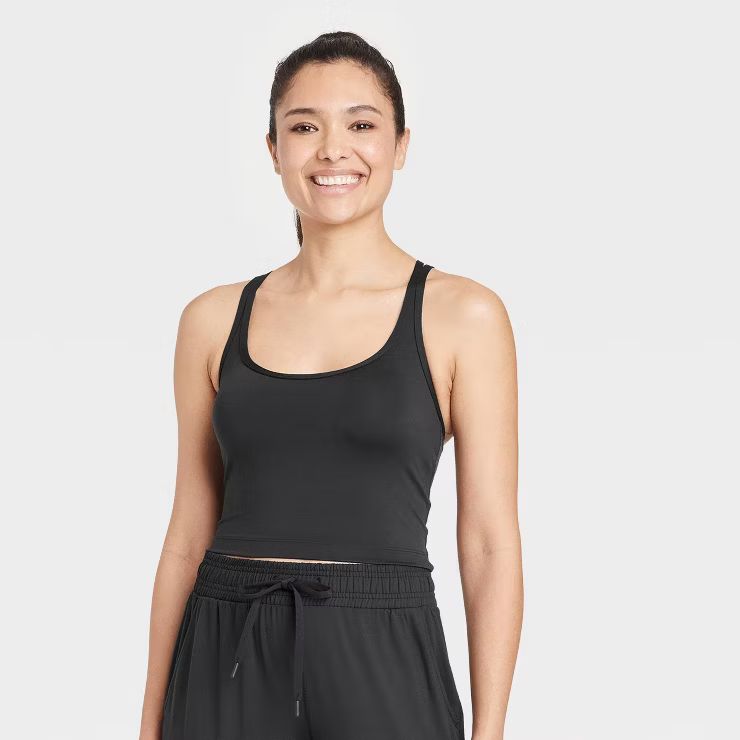 Women's Light Support Brushed Strappy Crop Sports Bra - All in Motion™ | Target