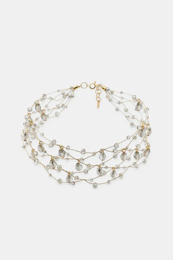 METALLIC MULTI-STRAND CRYSTAL CHOKER | Zara US