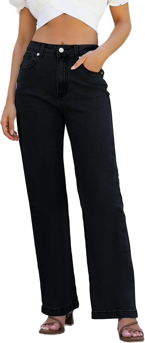 Womens Jeans Hig Waisted Straight Leg Loose Stretchy Lightweight Tummy Control Trendy Jeans for W... | Amazon (US)