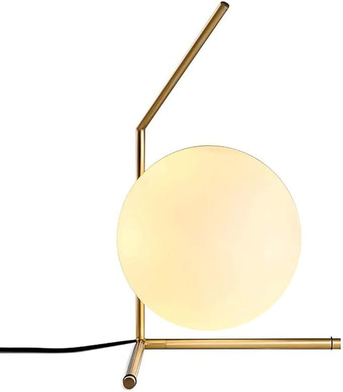 BOKT Mid Century Modern Brass Table Lamp Home Decor Glass Ball and ANG Metal Table Lamp Reading L... | Amazon (US)