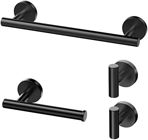 Bathroom Hardware Set, Tomic Matte Black Towel Bar, Thickened SUS304 Stainless Steel Bathroom Tow... | Amazon (US)