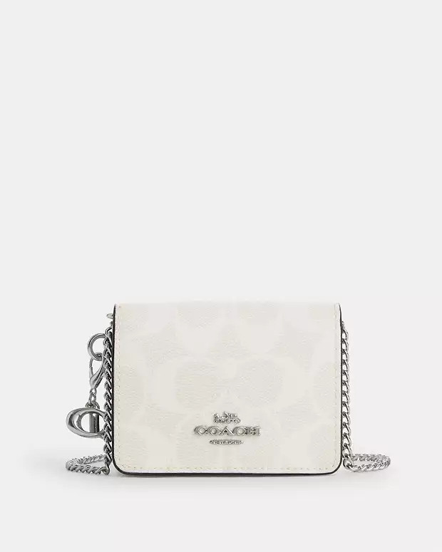 Boxed Mini Wallet On A Chain In Signature Canvas | Coach Outlet US