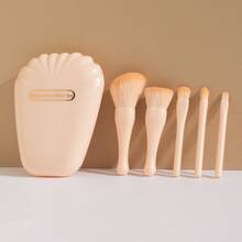 5pcs Makeup Brush Set With Shell Shaped Box | SHEIN