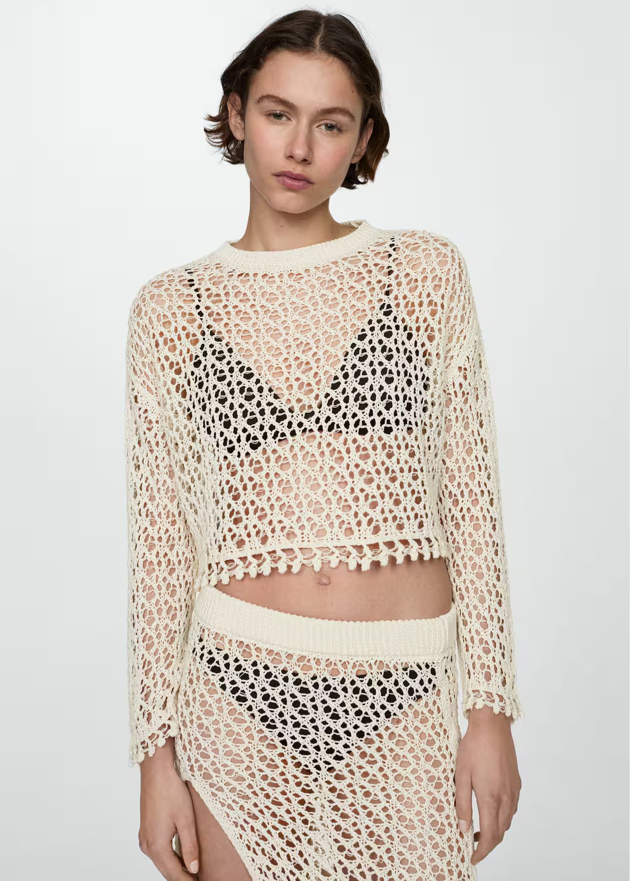 Cotton crochet sweater | MANGO (US)