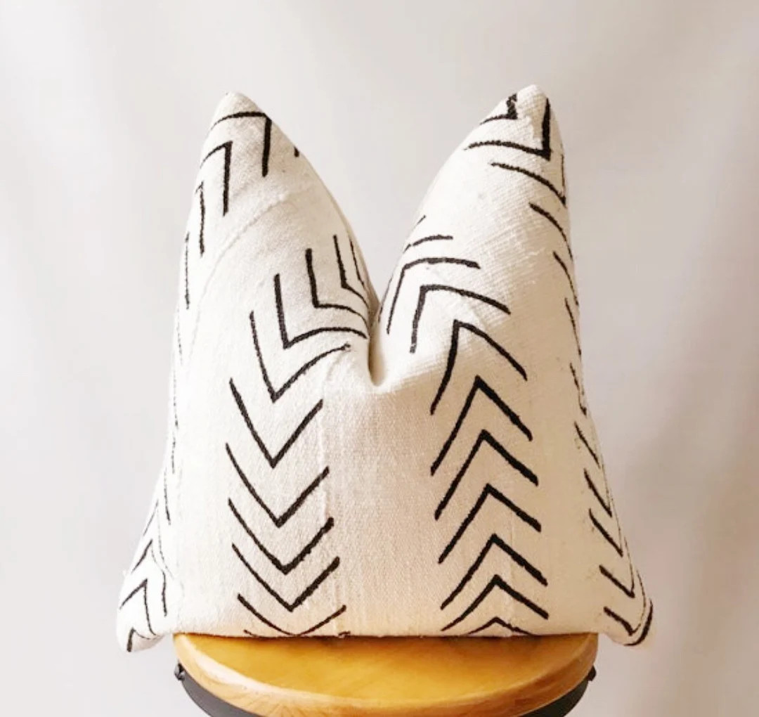 Authentic Mudcloth Pillow Cover ,natural and Black Mudcloth Pillow Cover ,ikat Mud Cloth Pillow C... | Etsy (US)