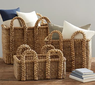 Beachcomber Handwoven Seagrass Rectangular Handled Baskets | Pottery Barn (US)