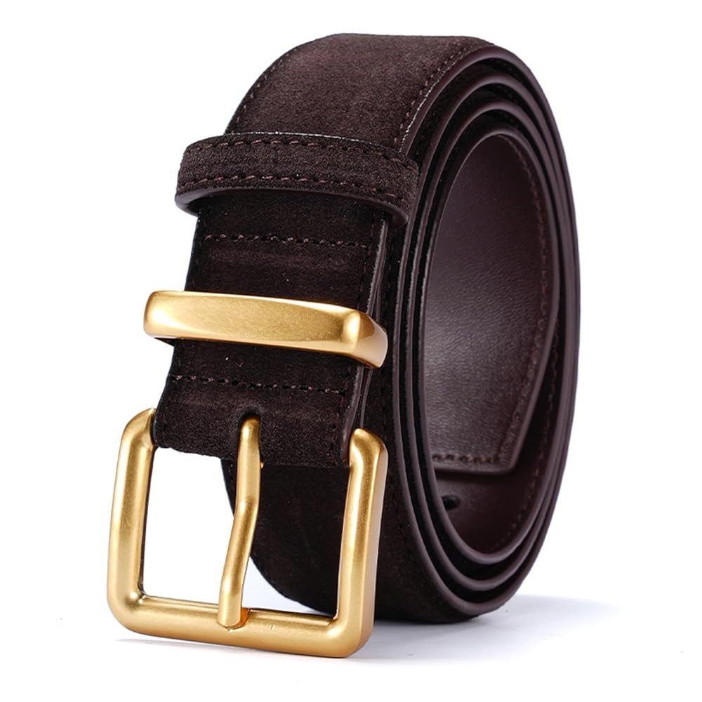 Wide Suede Belt Women Genuine Leather Ladies Waist Belt for Jeans Dress Casual Square Gold Buckle | Amazon (US)