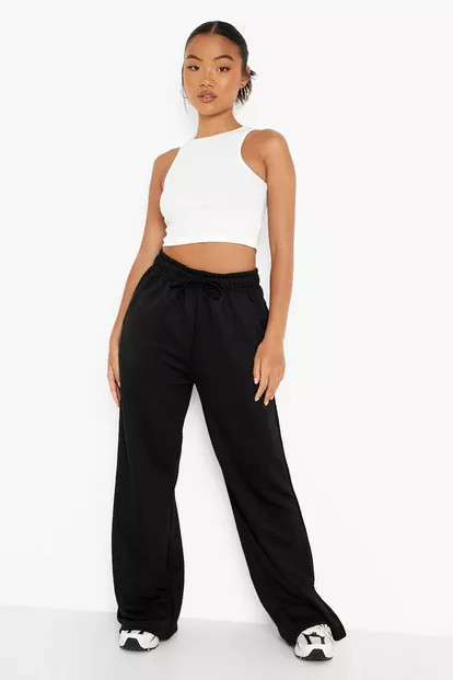 Petite Wide Leg Split Flare Joggers | Boohoo.com (US & CA)