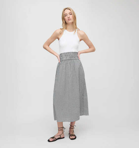 The Delphine Nap Skirt - Black/Sand Gingham | Hill House Home US