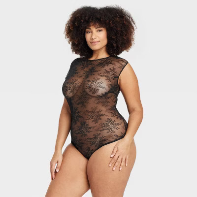Women's Lace Sleeveless Lingerie Bodysuit - Auden™ Black | Target