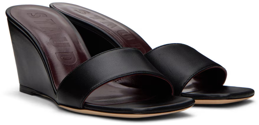 Staud - Black Billie Wedge Heeled Sandals | SSENSE