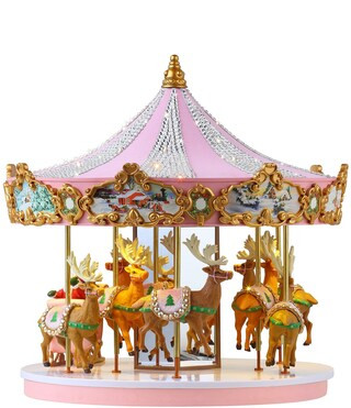 Mr. Christmas 12" Animated & Musical Pink Crystal Embellished Deluxe Musical Carousel | Dillard's | Dillard's
