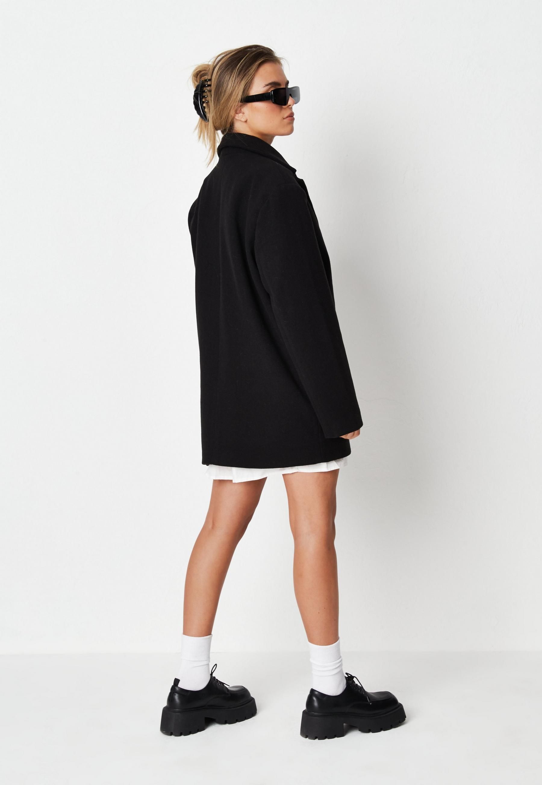 Black Oversized Boyfriend Blazer Coat | Missguided (UK & IE)