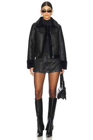Sasha Faux Leather Jacket in Black | Revolve Clothing (Global)