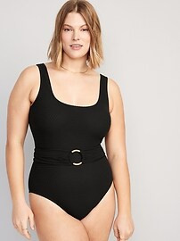 Belted Crochet One-Piece Swimsuit for Women | Old Navy (US)