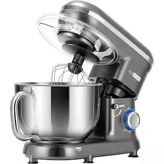 VIVOHOME 660-Watt 6 Qt. 10- speed Silver Tilt-Head Kitchen Stand Mixer with Beater, Dough Hook an... | The Home Depot