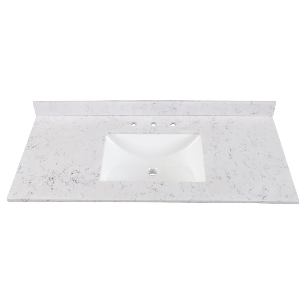 Home Decorators Collection 49 in. Stone Effects Vanity Top in Pulsar with White Sink-SE49R-PR - T... | The Home Depot