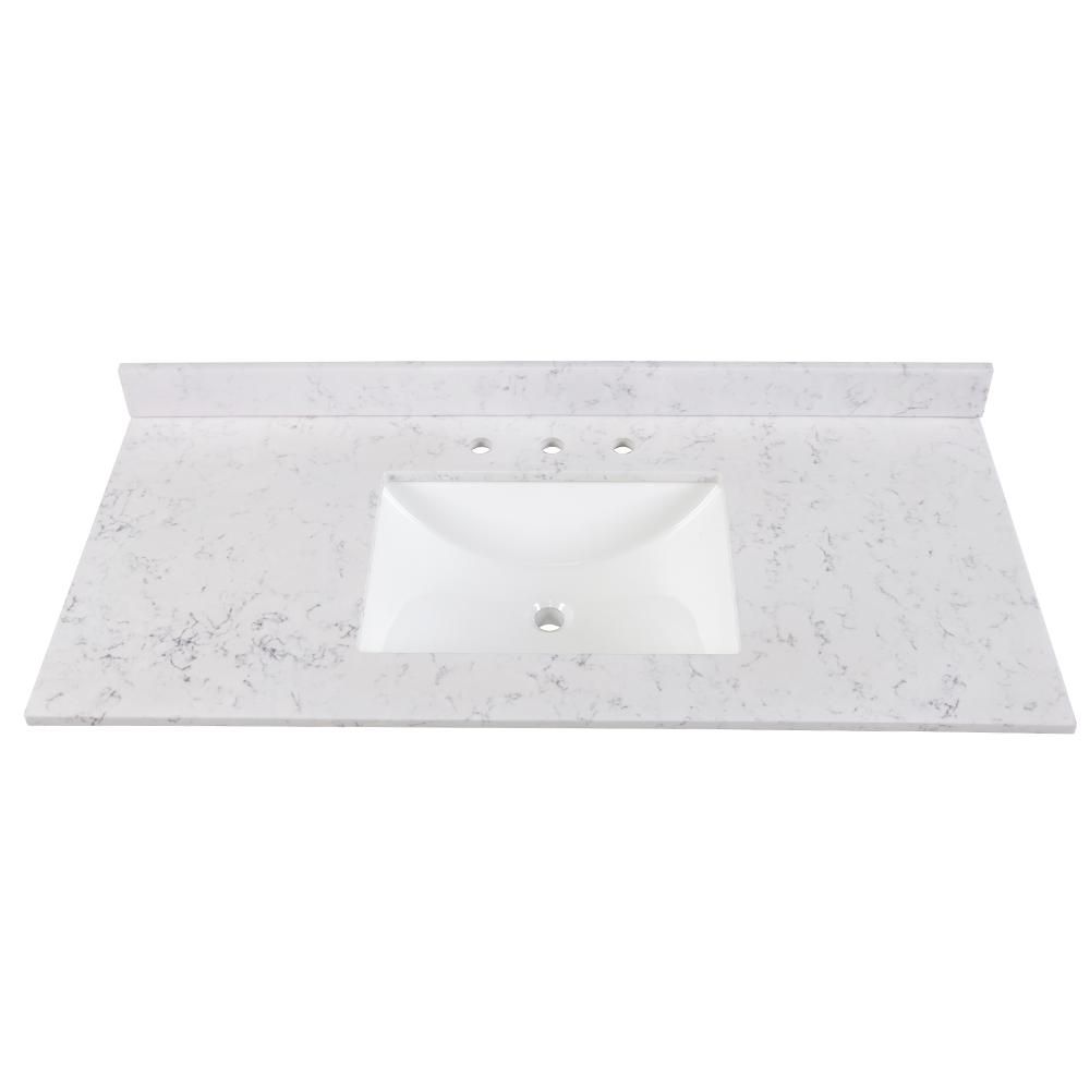 Home Decorators Collection 49 in. Stone Effects Vanity Top in Pulsar with White Sink-SE49R-PR - T... | The Home Depot