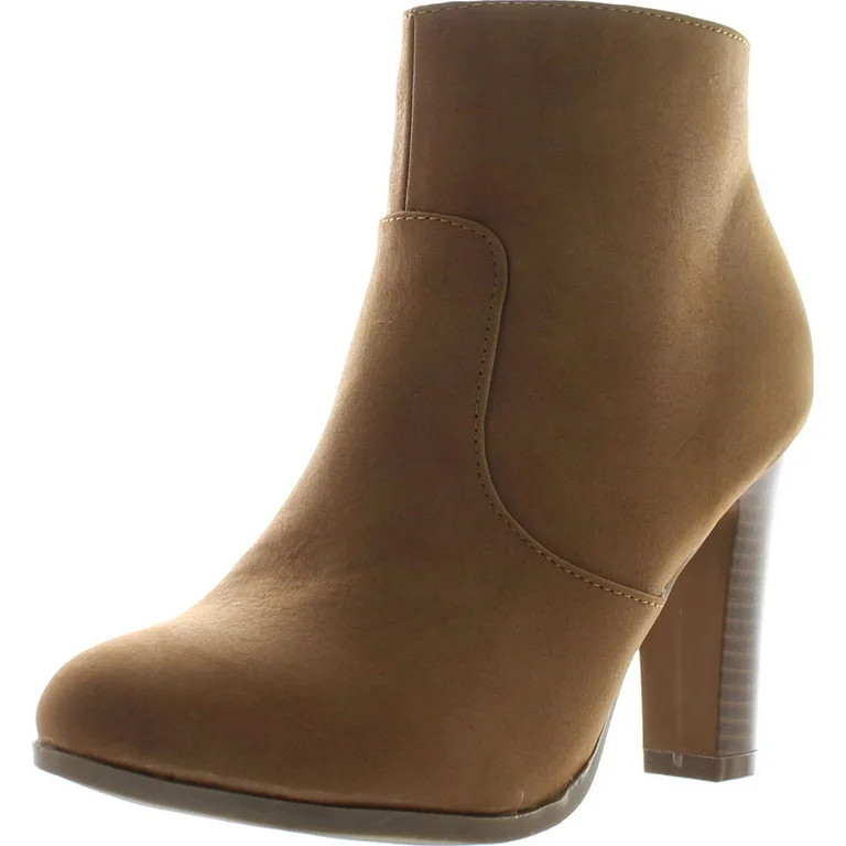 Top Moda Oscar-1 Women's high top ankle side zip chunky heels Nubuck booties, Tan, 10 | Walmart (US)