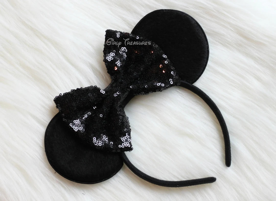 Black Bow Mouse Ears. Black Mouse Headband. Girl Mouse Ears Headband. Womens Headband. Teen Headb... | Etsy (US)