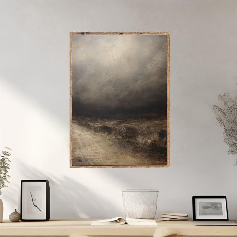 Moody Dark Tone Abstract Canvas Printed Sign - Etsy | Etsy (US)